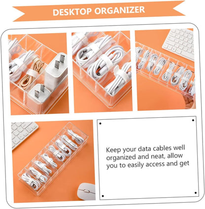 SWOOMEY 1Pc Transparent Cable Management Box Compartment Organizer for Data Cables USB Wires Chargers Desktop Storage for Neat Tidy Workspaces
