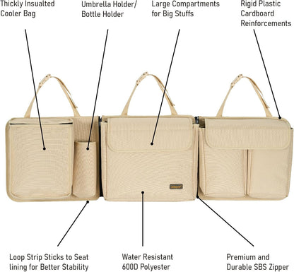 MARKSIGN Deluxe Trunk and Backseat Organizer for Medium or large size SUVs & RVs, Detachable Storage Modules with Built-in Cooler, Patent Pending