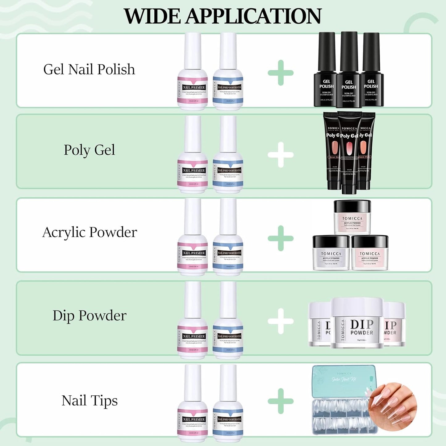 TOMICCA Professional Natural Nail Dehydrator and Primer for Nails 0.5 oz / 15 ml Quick Air Drying for Acrylic Powder and Nail Polish UV Gel Gift Box