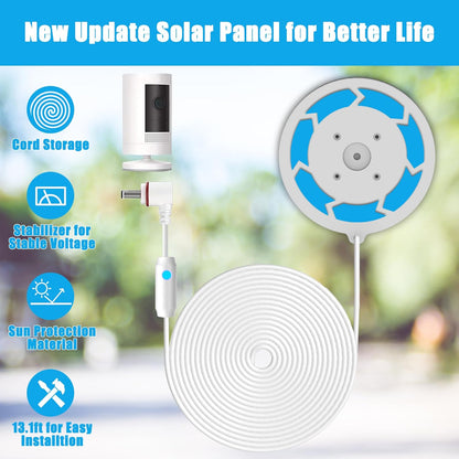 6W Solar Panel Compatible with Ring Spotlight Cam Plus/Pro and Stick Up Cam Battery, Solar Power Charger for Ring Cam with Indicator Light,13ft Cable IP66 Solar Panel USB-C and DC3.5mm Ports