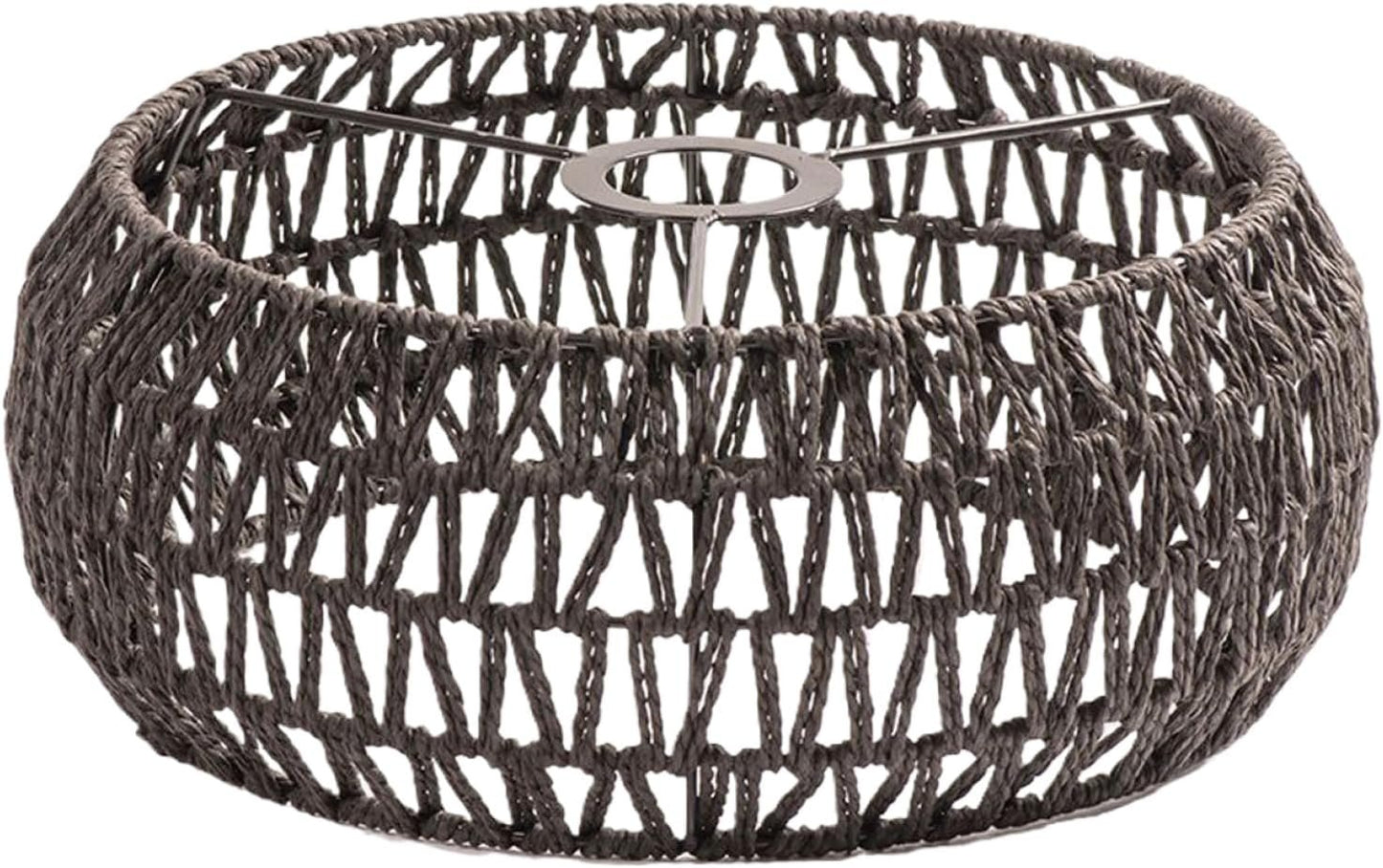 Rattan Pendant Light Shade, 12x6 Woven Pendant Light Shade, Elegant Rustic Round Hanging Lamp Shade for Dining Room Bedroom Kitchen Teahouse, Black,Hanging Lamp Shade