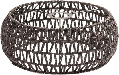 Rattan Pendant Light Shade, 12x6 Woven Pendant Light Shade, Elegant Rustic Round Hanging Lamp Shade for Dining Room Bedroom Kitchen Teahouse, Black,Hanging Lamp Shade