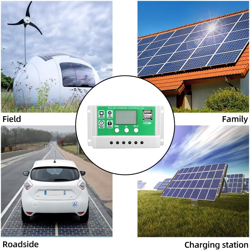 YUNFANG 20 Watt 12 Volt Solar Panel Kit Monocrystalline Solar Panel + 10A PWM Charge Controller + Battery Clips 22% High-Efficiency for RV Boats Trailer Off-Grid System Green 10A Controller