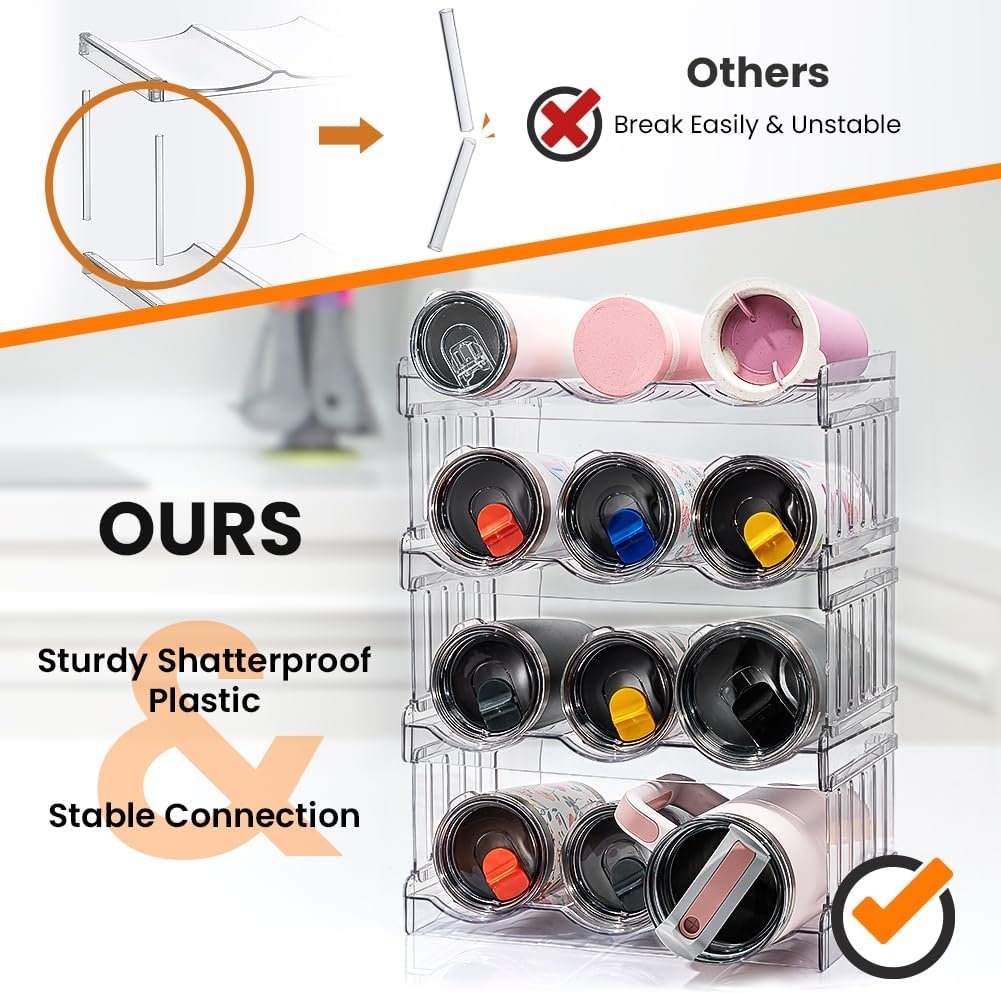 Water Bottle Organizer for Stanley Tumbler 40 OZ, 3 Pack Water Bottle Holders, Pantry Kitchen Organizers and Storage for Stanley Cup Accessories, Stackable Wine Rack, House Warming Gifts New Home