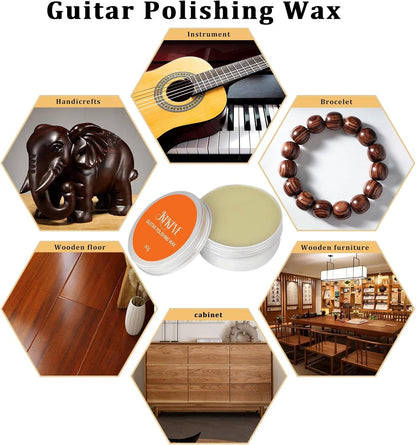 Guitar Cleaning Kit – 8-Pack Complete Care Set with Innovative Sponge Applicator | Guitar Cleaner, Lemon Oil(fretboard oil), Polish Wax, String Cleaner, Winder, Brush & Microfiber Cloth