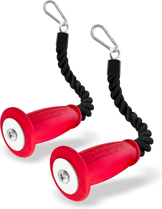 THEFITGUY 2 Ergonomic 16.5" Single Tricep Ropes | Non-Slip Cable Attachment | Wrist Pressure Relief | Grip Strength & Forearm Activation | Home & Commercial Gym Accessory, For Cable Machine, Smart Gym
