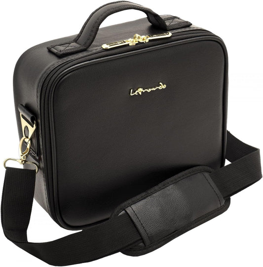 Leonardo LEO50822 Professional Makeup Case Makeup Bag for Travel Cosmetics for Make-up Artist Small without Mirror, Black Gold - Small Without Mirror, Portatrucco