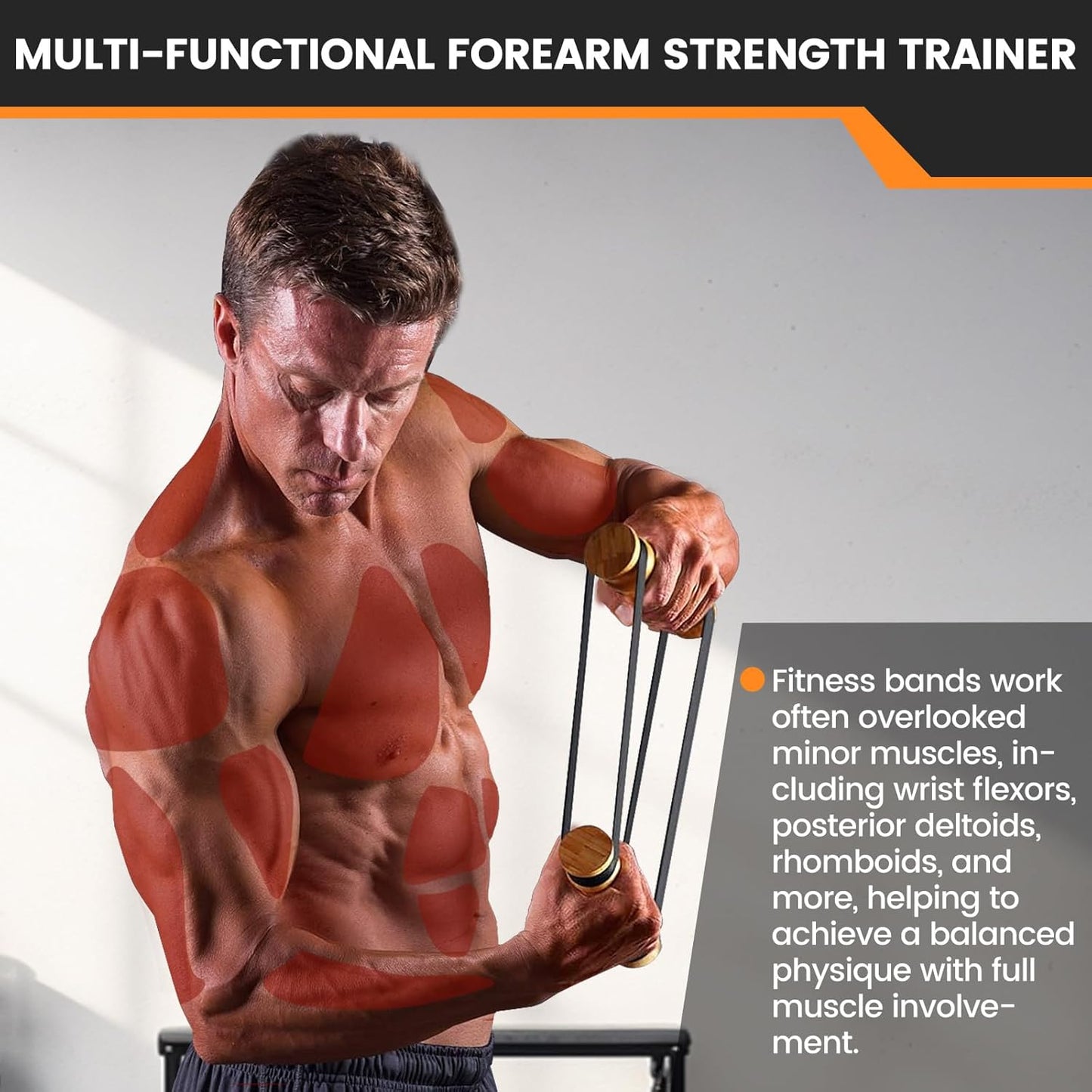 Rip Stick Upper Body Workout Equipment, Wood Exercise Rip Stick with Adjustable Resistance Band, Comfortable Anti Slip Workout Liftstick, Muscle Building Accessories for Home Gym Use