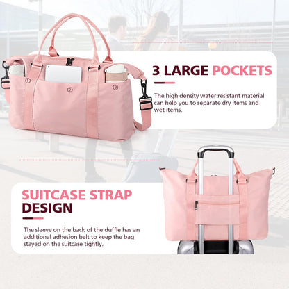 EASYFUN Travel Duffle Bag, Waterproof Weekender Carry On Tote Bags for Women, Men, Hospital Bag, Overnight Bag Luggage with Trolley Sleeve