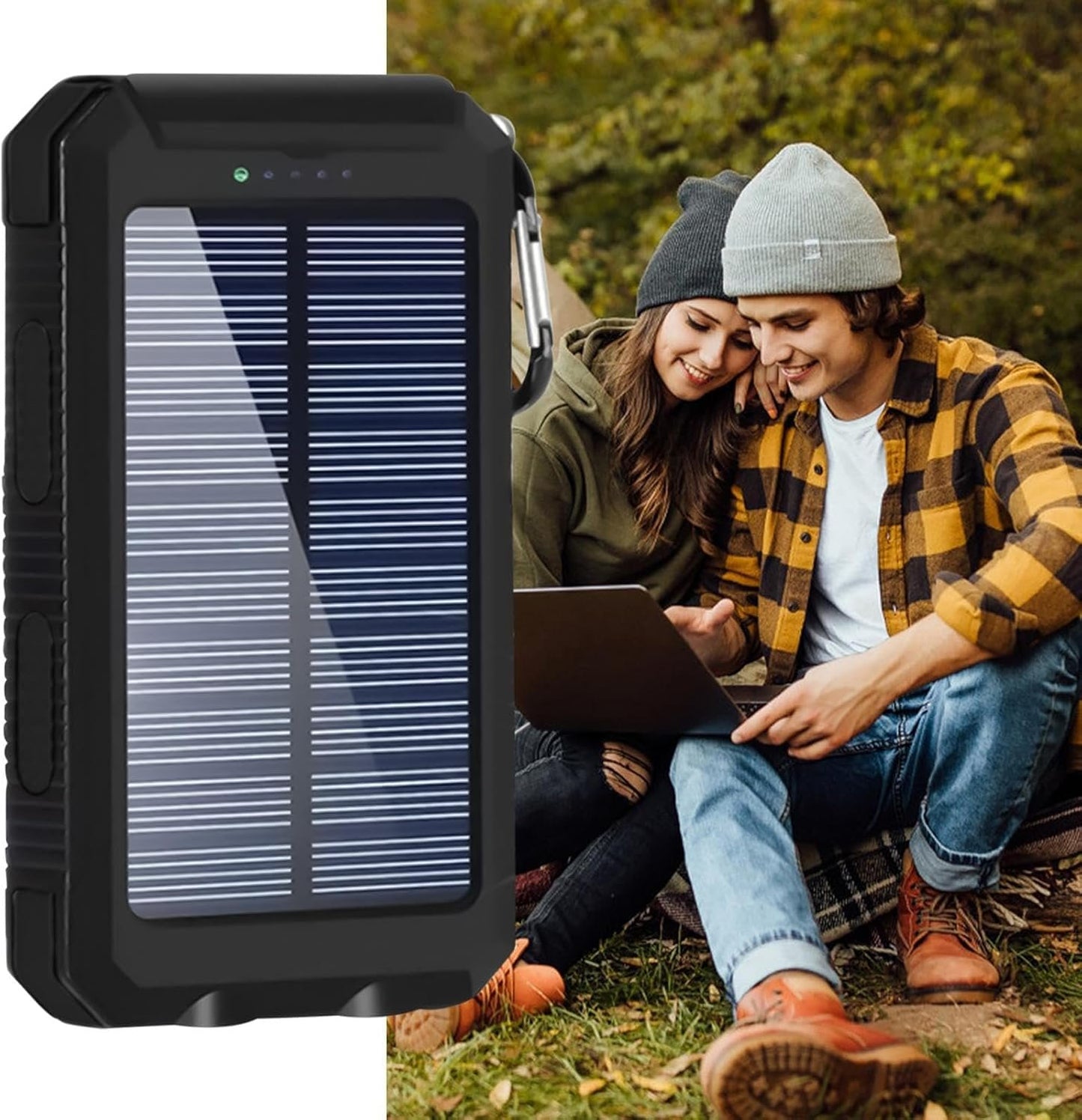 Solar Portable Charger | Multifunctional Charger - 20000mAh Phone Fast Charging Device with Flashlight for Camping Home Travel