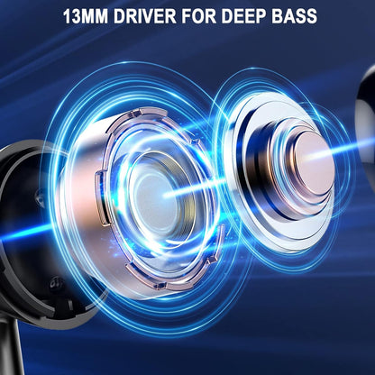 Wireless Earbuds, Bluetooth 5.4 Headphones HiFi Stereo, Wireless Earphones with 4 ENC Noise Cancelling Mics, 40H Playtime Ear Buds with LED Display, IP7 Waterproof Bluetooth Earbuds USB-C Charge