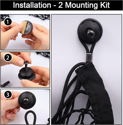 zxbaers Car Rear Cargo Net (35.4"x15.8"), Envelope Style Elastic Trunk Net Organizer Heavy Duty Stretchable Nylon Storage Net Mesh with Hooks for Car, SUV, Vehicle