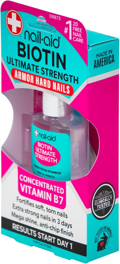 Nail Aid Biotin Ultimate Strength - Nail Treatment & Strengthener - Clear, 15ml
