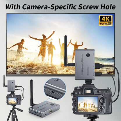 4K Wireless HDMI Transmitter and Receiver, 100m/328FT 5G Wrieless HDMI Extender Kit for Streaming Video and Audio to Monitor from Laptop/PC/TV