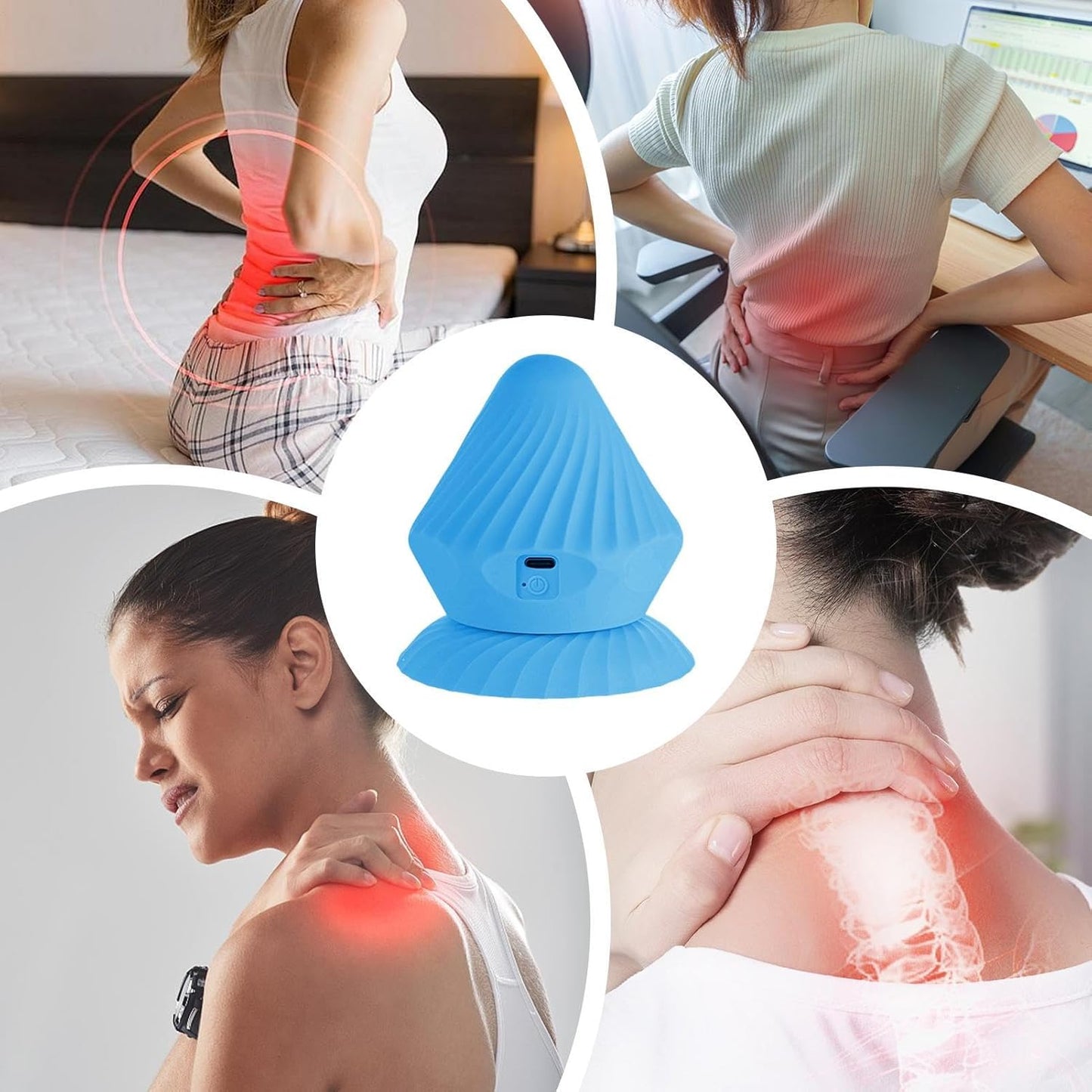 DAWCBVJQ Palla massaggiante elettrica vibrante per massaggi, palla a rilascio fasciale, massaggiatore muscolare elettrico, attrezzo regolabile a 4 marce, per il collo e le gambe della vita