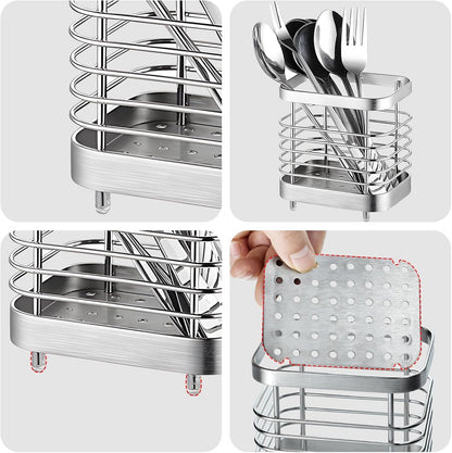 IWNTWY Utensil Holder, Stainless Steel Utensil Drying Rack with Detachable Base, Silverware Cutlery Flatware Holder Rack for Kitchen Storage Forks, Knives, Spoons, Chopsticks