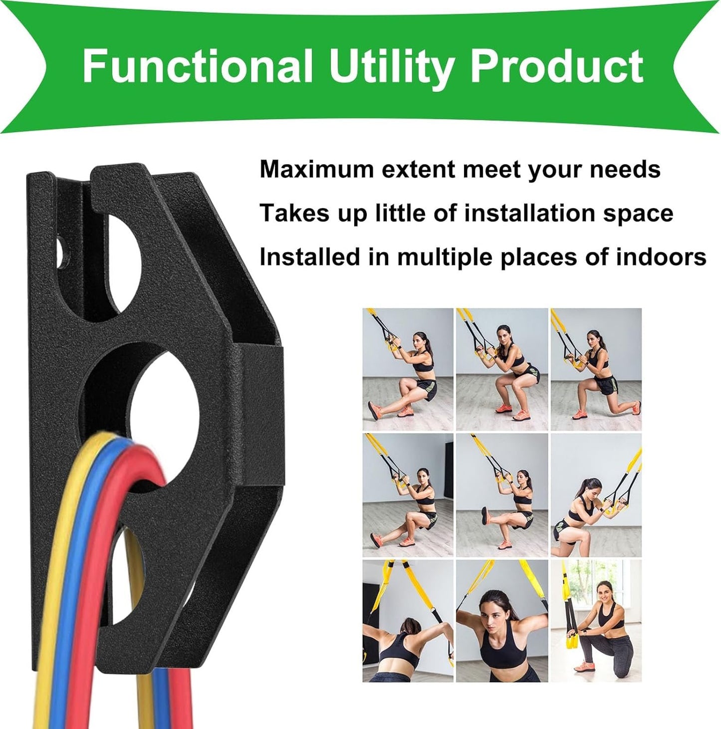 YZZHAJ Resistance Band Wall Anchors, Workout Wall Mount Hooks,Wall Mount Anchors Home Gym Accessories Equipment for Body Weight Straps, Strength Training, Physical Therapy Exercise