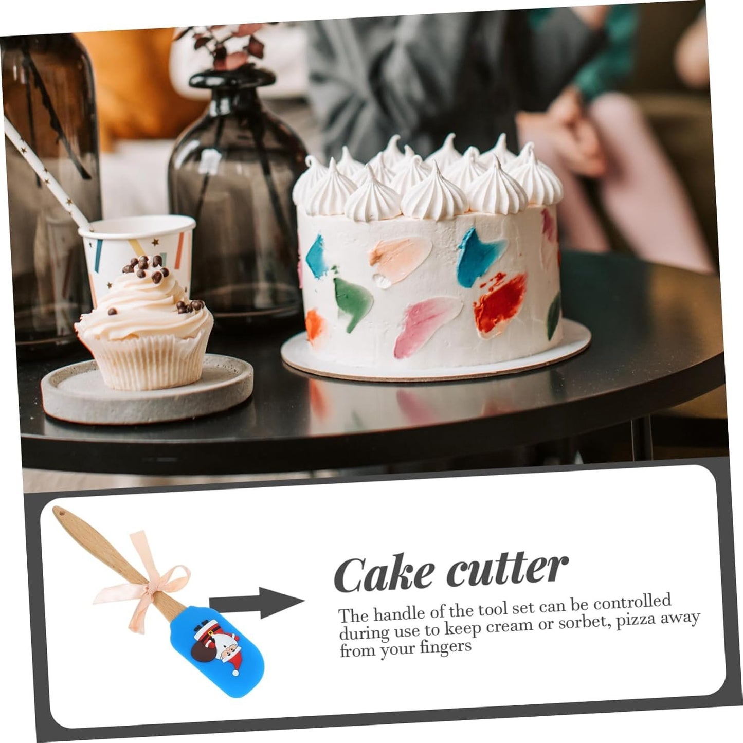 VICASKY 1 PC Silicone Christmas Scraper and Butter Whisk - Festive Kitchen Gadget Cookie Decorating Tool Perfect for Christmas Holidays