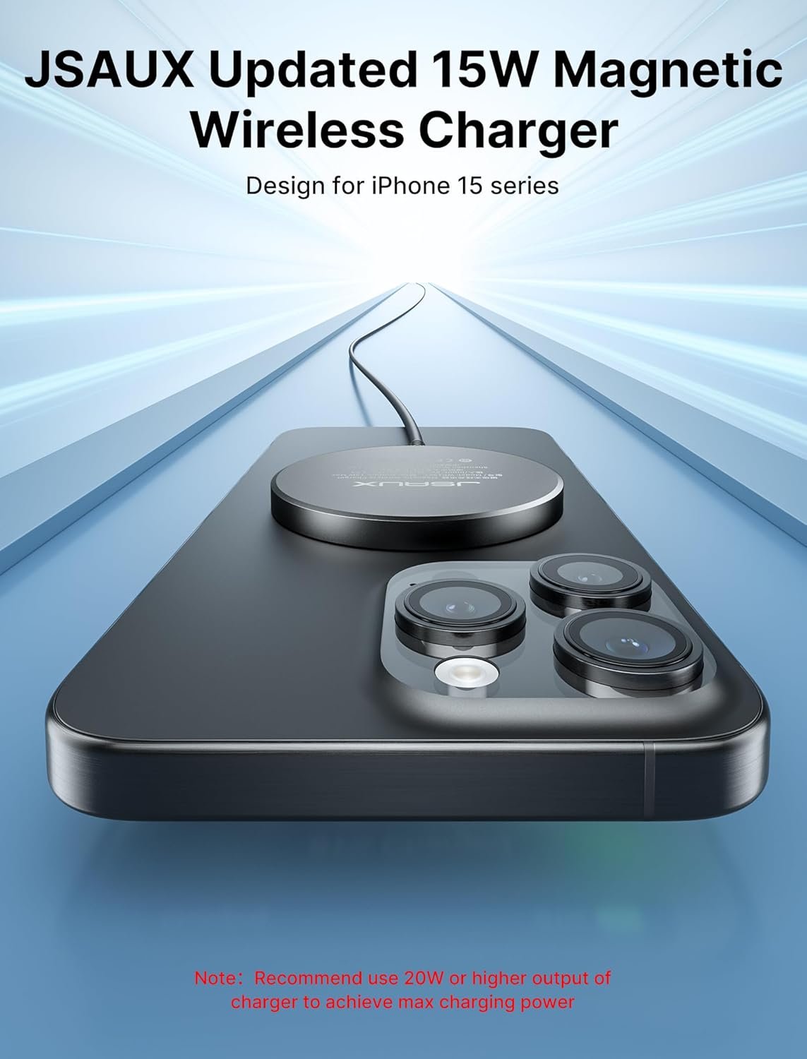 【2 Pack】 JSAUX Magnetic Wireless Charger Compatible with MagSafe Charger, 15W Wireless Mag Safe Charging Pad, Mag Charger 7.5W for iPhone 16/Pro/Max/Plus, iPhone 15/14/13/12 Series Magsafe Case-Black