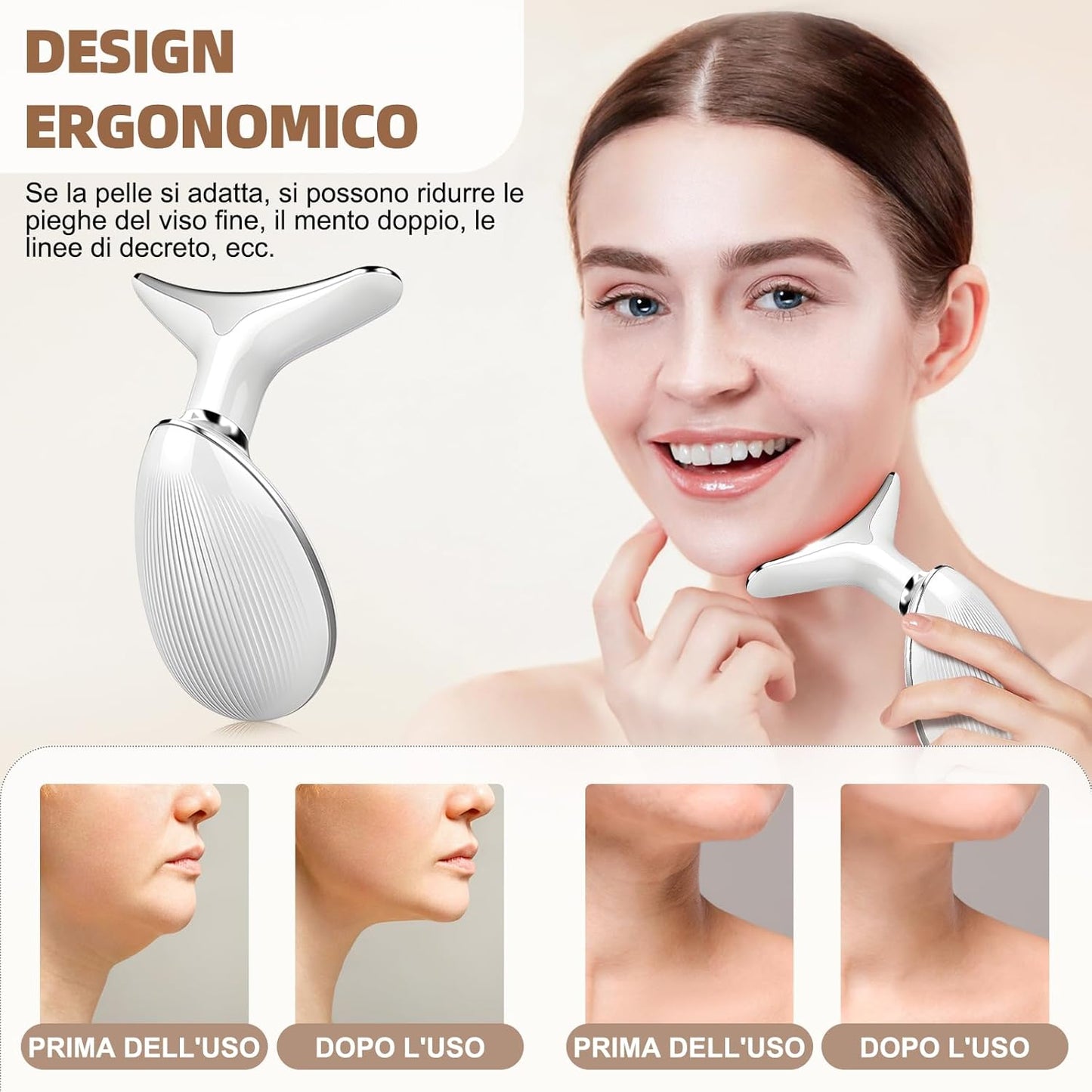 Electric Lifting Anti-Wrinkle Face Massager, Beauty Device with 3 Modes, 7 LED Colorful Lights, Heating to 42°C, EMS Facial Massage, Electric Gua Sha for Face Lifting, White