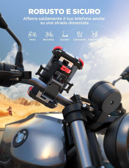 JOYROOM Motorcycle Cell Phone Holder - [2025 Metal Pull][160km/h Shockproof] Bike Cell Phone Holder, Universal Bicycle Handlebar Holder for iPhone 16 Pro Max Samsung Smartphone 4.7-7 Inch