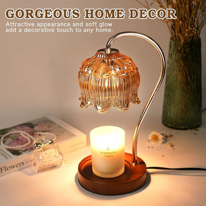 Flower Candle Warmer Lamp with Timer, Dimmable Candle Lamp Warmer, Unique Mothers Day Gifts for her, Birthday Gifts for Mom Her Wife, Anniversary Romantic Gifts Ideas, Vintage Lamp Candle Warmer