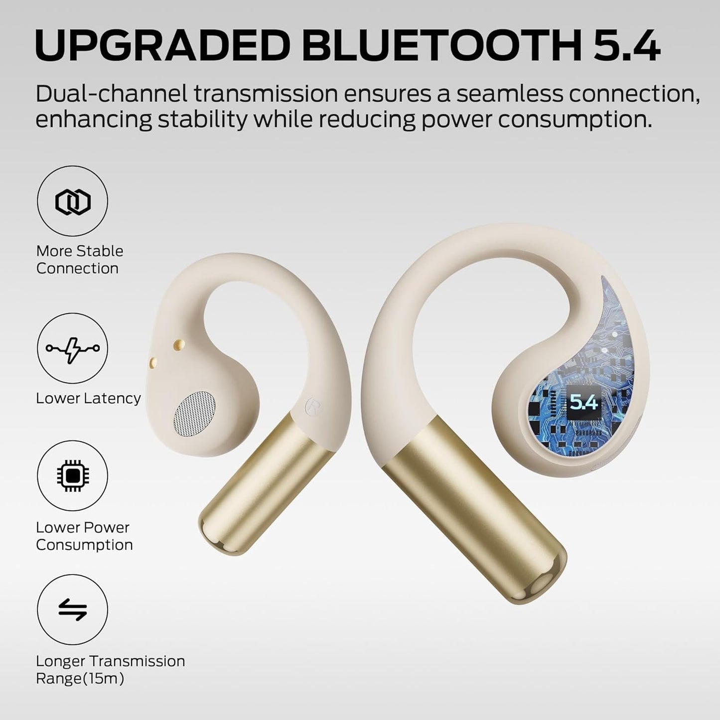 Monster Open Ear AC335 Headphones, Bluetooth 5.4 Wireless Headphones with Stereo Sound, 24H Playback, Crystal Clear Calls, Stylish Rotating Case with Lanyard, Sweat Resistant Open Ear Wireless Earbuds