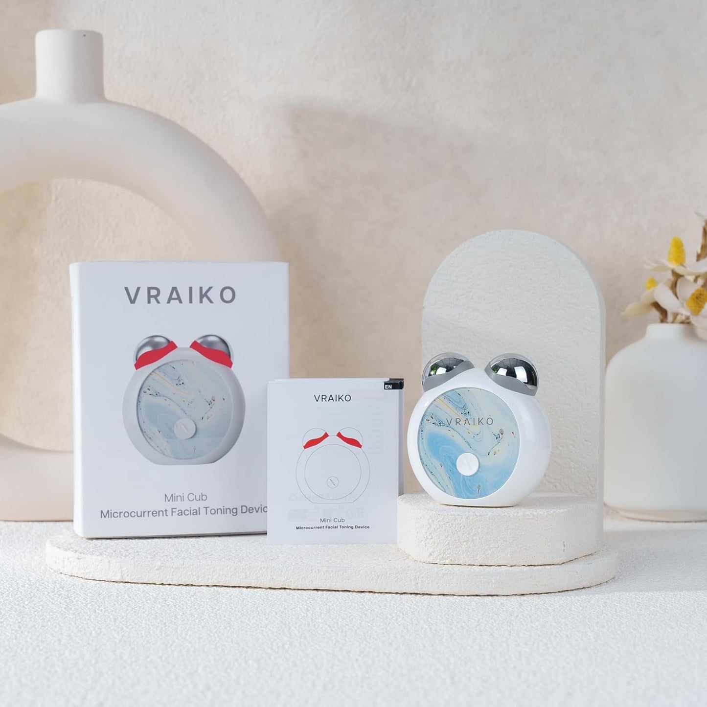 VRAIKO MiniCub Microcurrent Facial Device, Jawline Sculpting & Facial Toning Device for Face Lifting Contouring, Mini True Beauty Glow Home Skin Care Tool