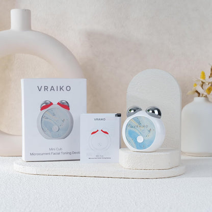VRAIKO MiniCub Microcurrent Facial Device, Jawline Sculpting & Facial Toning Device for Face Lifting Contouring, Mini True Beauty Glow Home Skin Care Tool