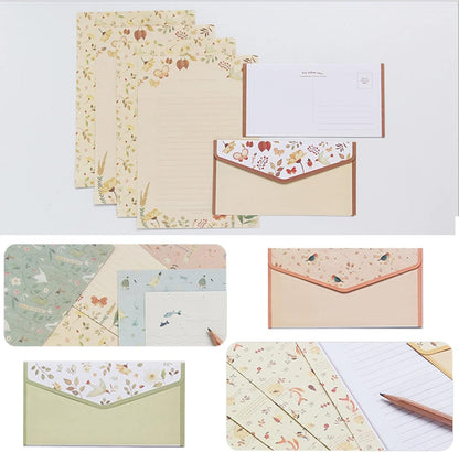 72Pcs Stationery Paper and Envelopes Set Contain 48Pcs Letter Paper 24Pcs Envelopes Double Sided Floral Design Lined Stationary Set for Writing Letters Poem Office School Supplies