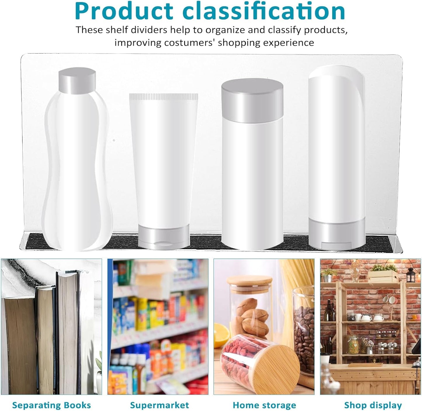 TOVINANNA Acrylic Shelf Dividers for Closet Organization: 6 Pack Tall Clear Shelves Separators for Clothing Adjustable Multi-function Divider