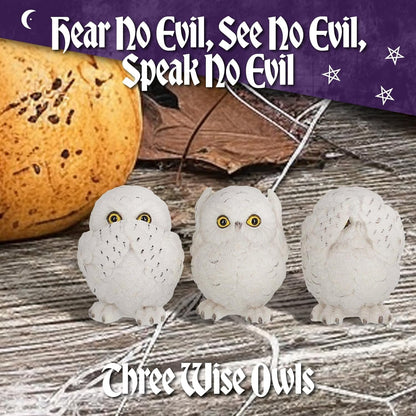 Nemesis Now Three Wise Owls Figurine 8cm White