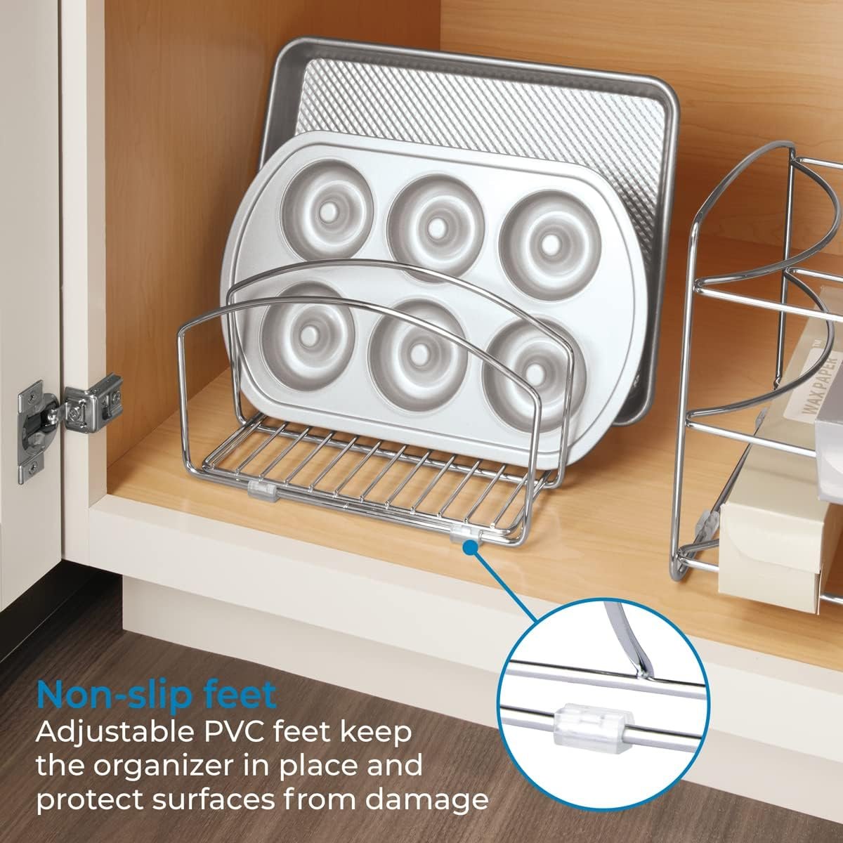 iDesign Classico Kitchen Cookware Organizer for Cutting Boards and Cookie/Baking Sheets - Chrome, 8.4" x 9.95" x 5.55"
