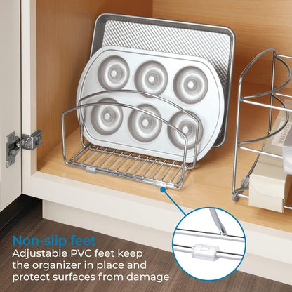 iDesign Classico Kitchen Cookware Organizer for Cutting Boards and Cookie/Baking Sheets - Chrome, 8.4" x 9.95" x 5.55"
