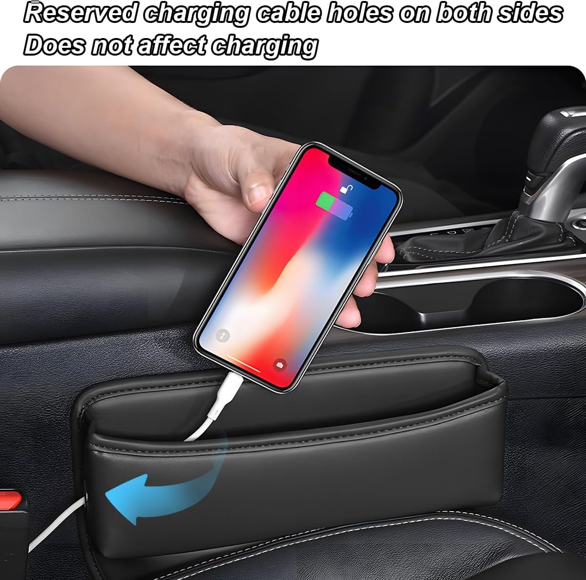 XINLIYA Car Seat Gap Filler Organizer, 2PCS Leather Multifunctional Vehicles Front Seat Storage Box for Keys Phone, Adjustable Automotive Interior Accessories, Universal for SUV, Truck (Black)