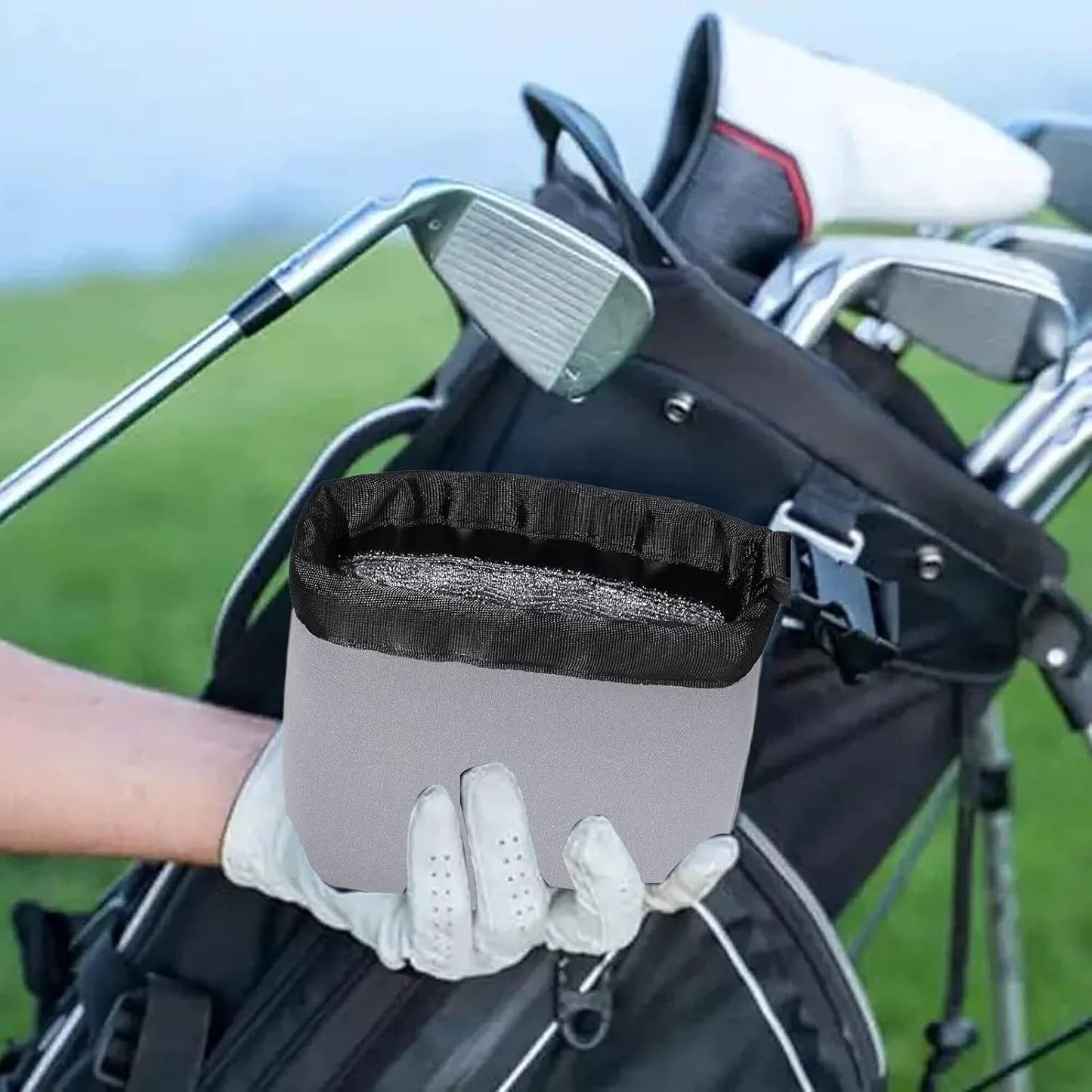 Golf Club Cleaning Pouch, Detachable Ball Washer, Portable Compact Waterproof Exterior Clip, Maintenance Tool for Driving Range and Golfs Course Use, Drivings Range Accessoriess