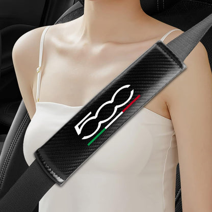 Stylecart 2 Pieces Car Seat Belt Cover for Fi-AT 500 500C 500X 500L Breathable Carbon Fiber Seat Belt Padding Covers Interior Accessories, Black