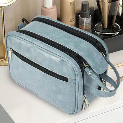 Humdcdy Hygiene Bag for Men, Waterproof PU Shaving Bag for Men, Reusable Men Cosmetic Bag, Toiletry Organizer, Large Travel Toilet Bags for Men Travelling, Blue, Refer to description, Unisex