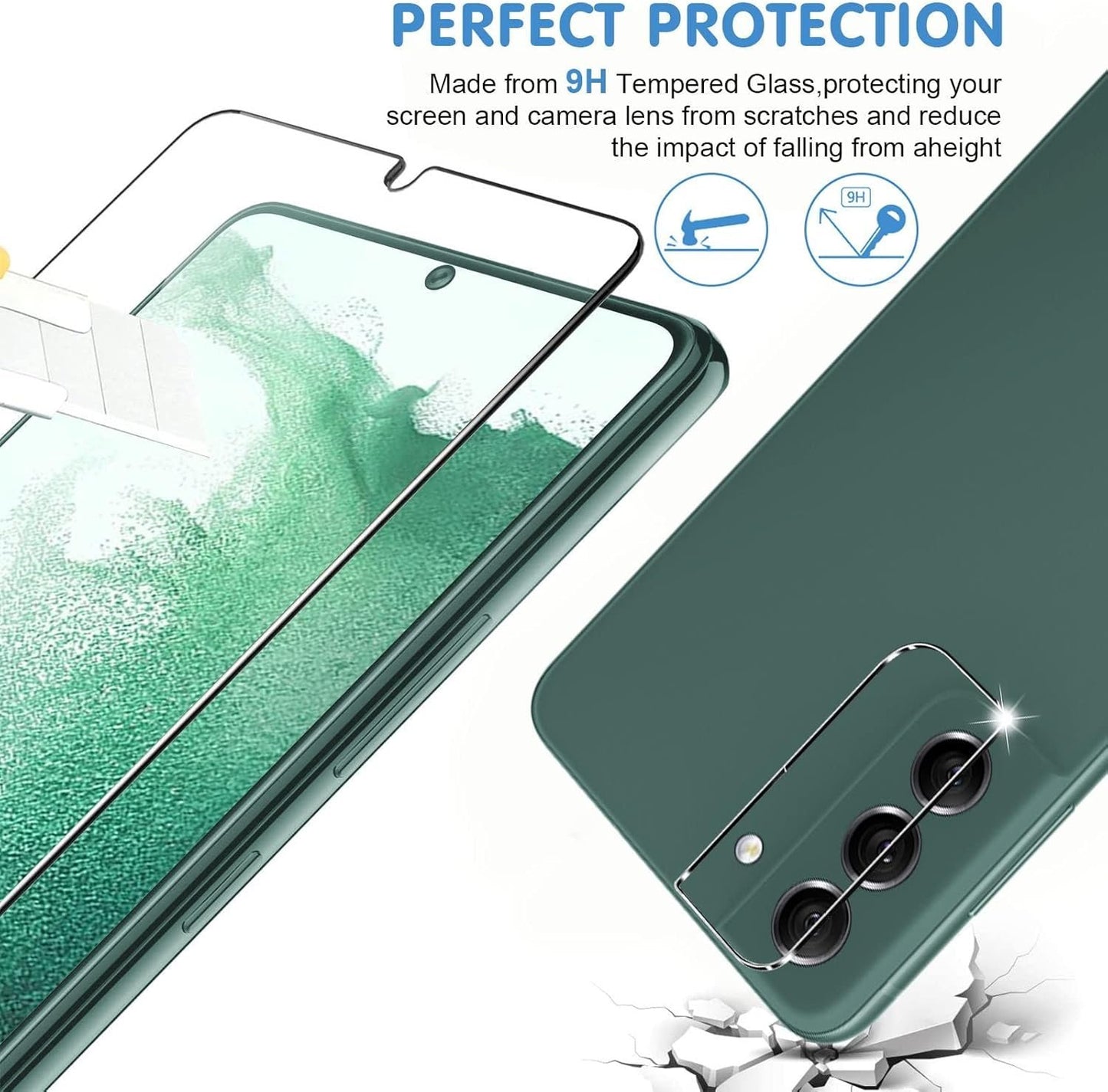 [3+3 Pack] for Samsung Galaxy S22 Plus 5g glass Screen Protector, 9H Tempered glass, Ultrasonic Fingerprint Support, Case Friendly HD Clear Scratch Resistant