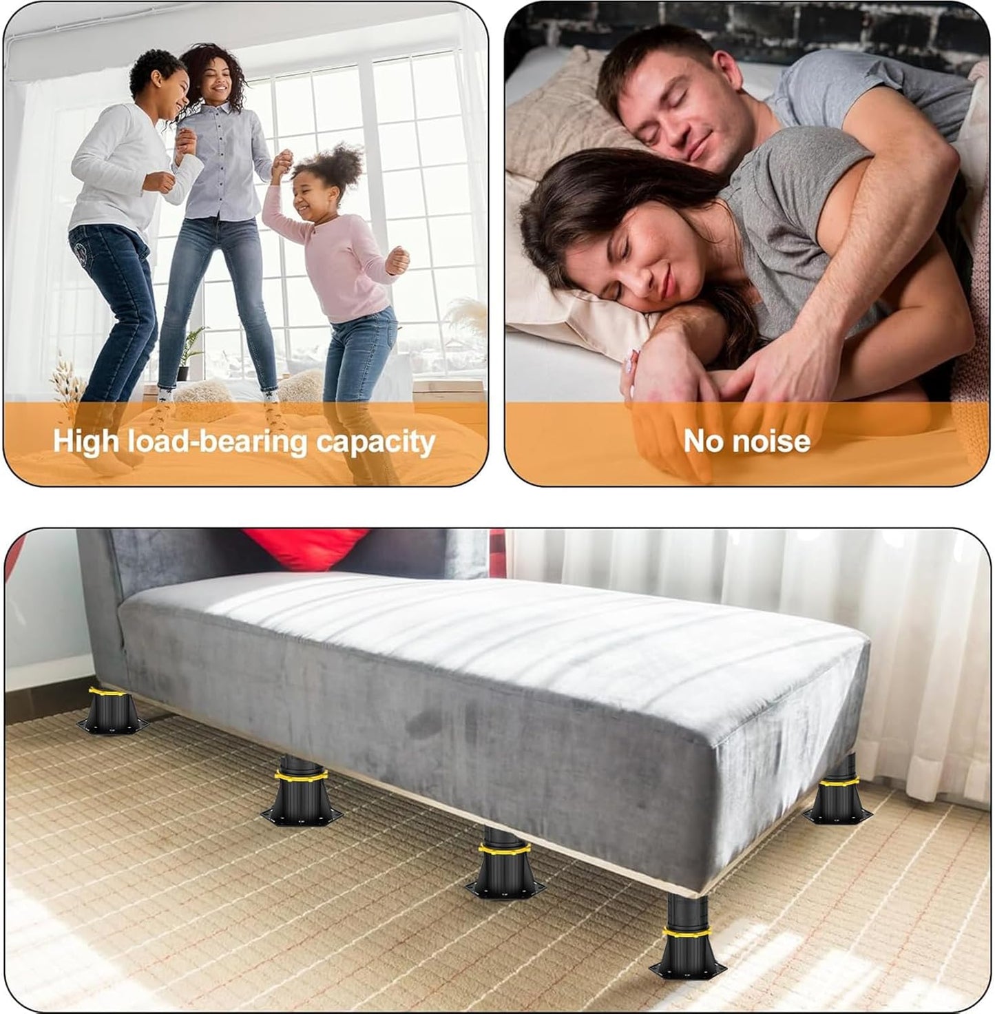 2 Pcs Adjustable Height Bed Support Legs 8.5-13 inch, Replacement Support Legs for Bed Frame/Center Slat,Bed Support Reinforcement Parts