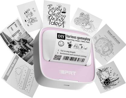 iDPRT Sticker Printer, Portable Thermal Printer with 1 Roll Sticker Paper, Bluetooth Inkless Printer Mini Label Maker for Study, DIY, Notes, Mini Label Maker with Multiple Template in Free App, Pink