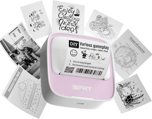 iDPRT Sticker Printer, Portable Thermal Printer with 1 Roll Sticker Paper, Bluetooth Inkless Printer Mini Label Maker for Study, DIY, Notes, Mini Label Maker with Multiple Template in Free App, Pink