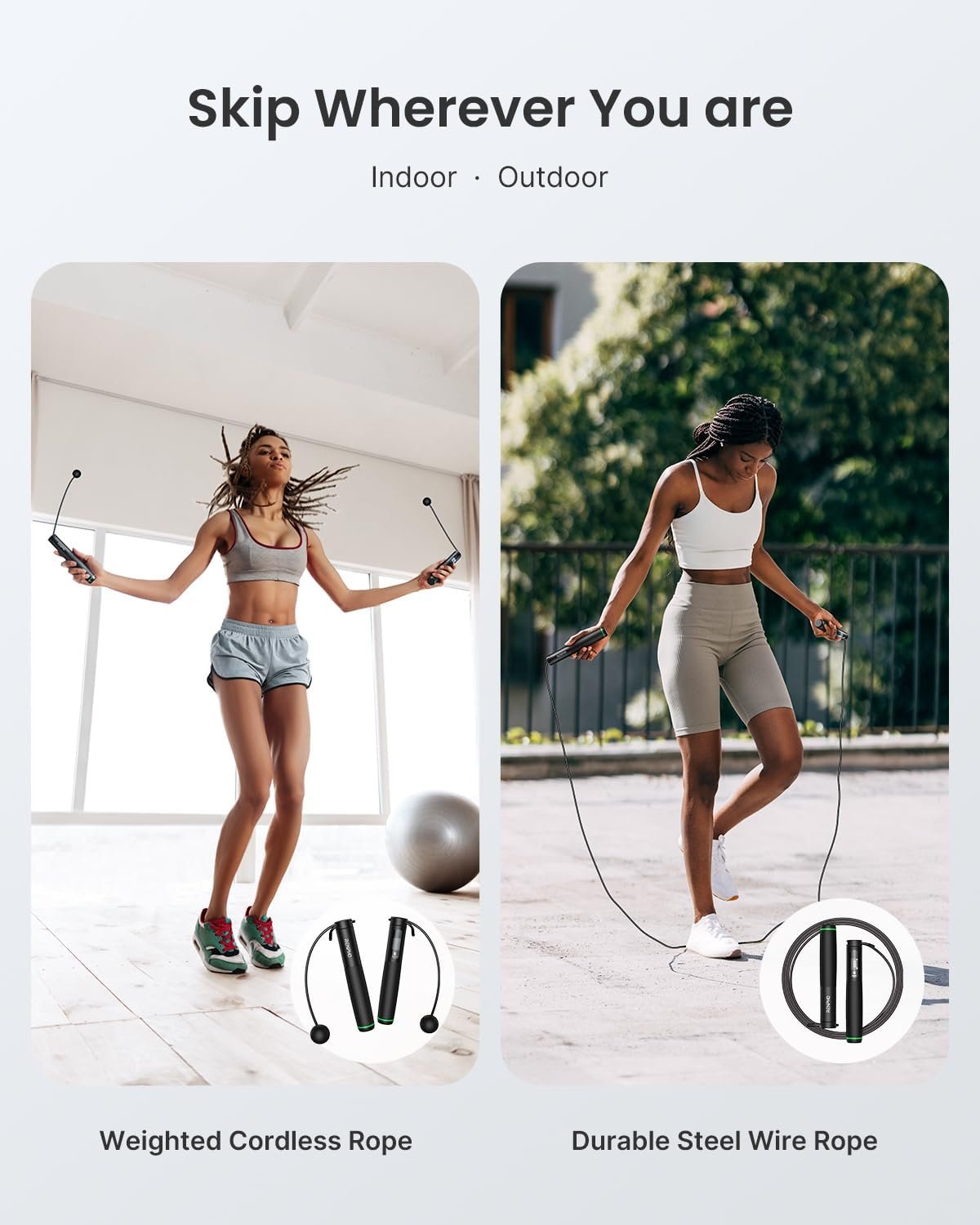RENPHO Smart Jump Rope, Cordless Jump Rope, High-Speed Jump Rope with Counter, Fitness Skipping Rope with APP Data Analysis, Workout Jump Ropes for Home Gym, Crossfit for Exercise for Men, Women