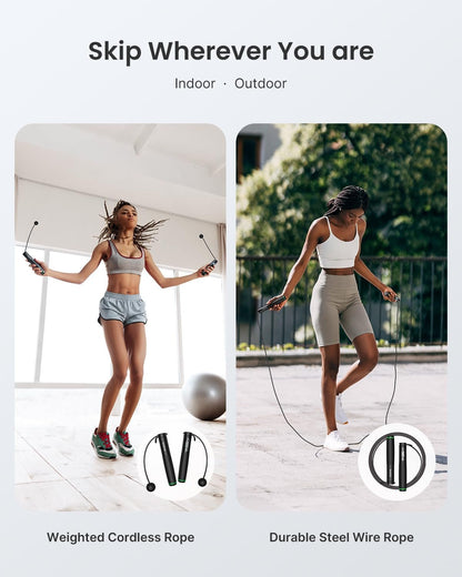 RENPHO Smart Jump Rope, Cordless Jump Rope, High-Speed Jump Rope with Counter, Fitness Skipping Rope with APP Data Analysis, Workout Jump Ropes for Home Gym, Crossfit for Exercise for Men, Women