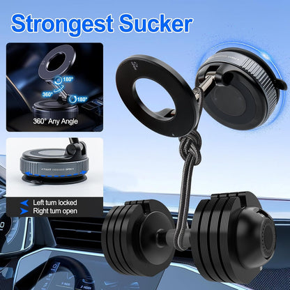 Mucek Magnetic Car Phone Holder with Suction Cup, 360° Rotation Folding Magnetic Car Phone Holder, for Dashboard & Air Vent and Windshield Suitable for All Smartphones