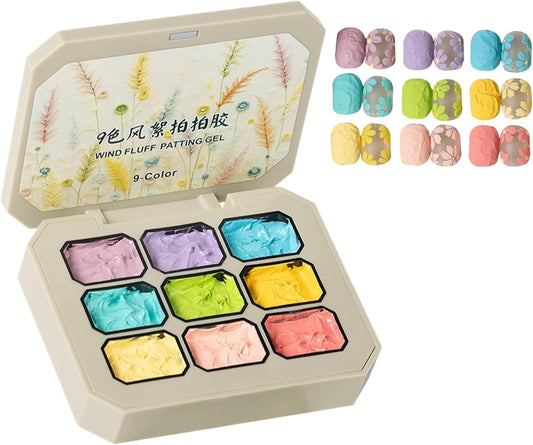 Patting Gel Polish, 9 Colors Sponge Pat Paint, Rainbow Nail Gel Set, Solid Beauty Care Kit, Ideal for DI Y Art, Manicure Practice, Salon Styling, Home Use, Fashion Accessory, 2.5g