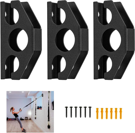 Wpbhk 3 Pcs Resistance Band Wall Anchors - Space Saving Wall Mount Anchors for Home Gym Workouts, Strength Training, Physical Therapy Exercise, Fitness with Mounting Screws
