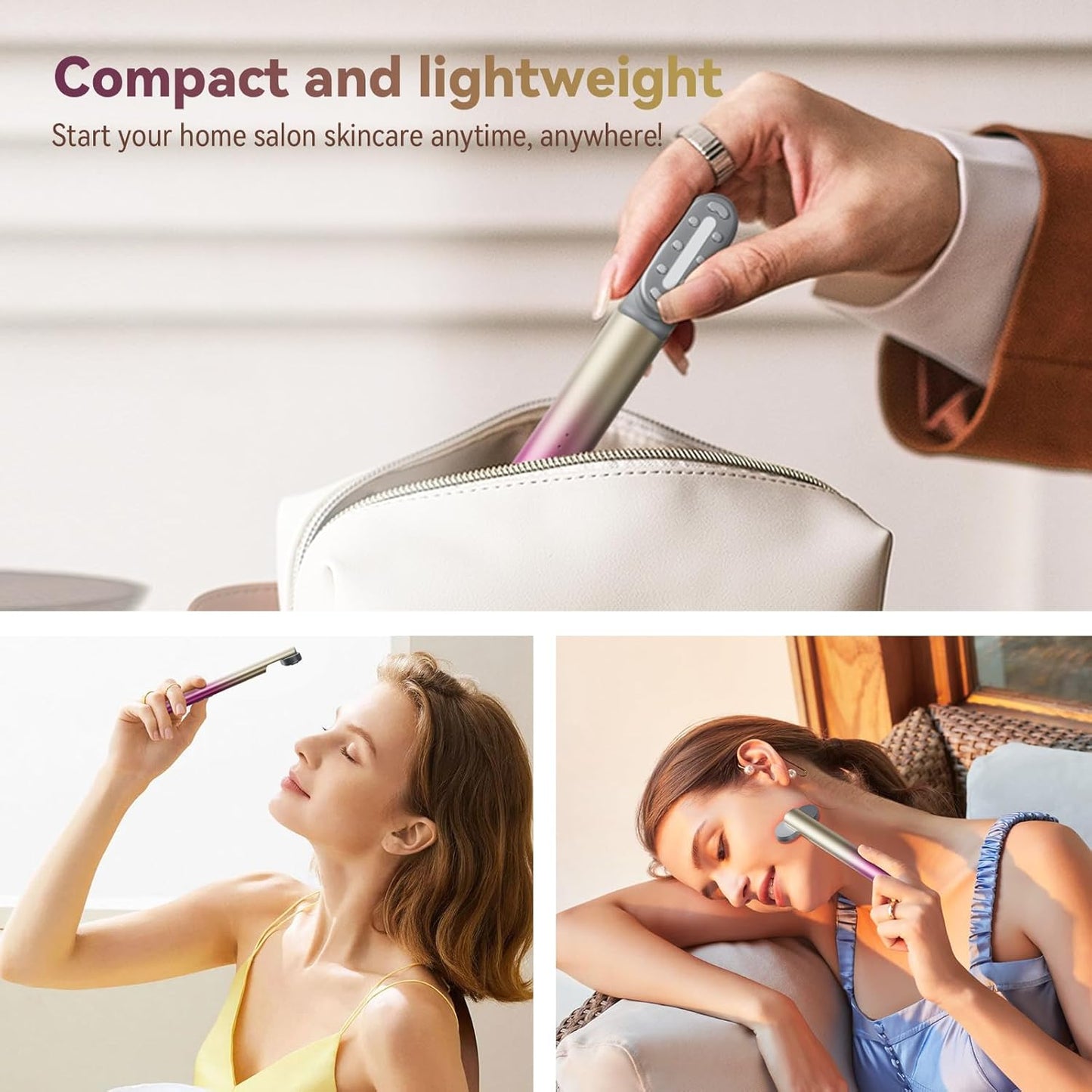 7 in 1 Red-Light-Therapy，Red Light Therapy for Face Eye Skincare Equipment at Home，Red for Skincare & Blue Rejuvenation Tool (Gradient Purple Pink)