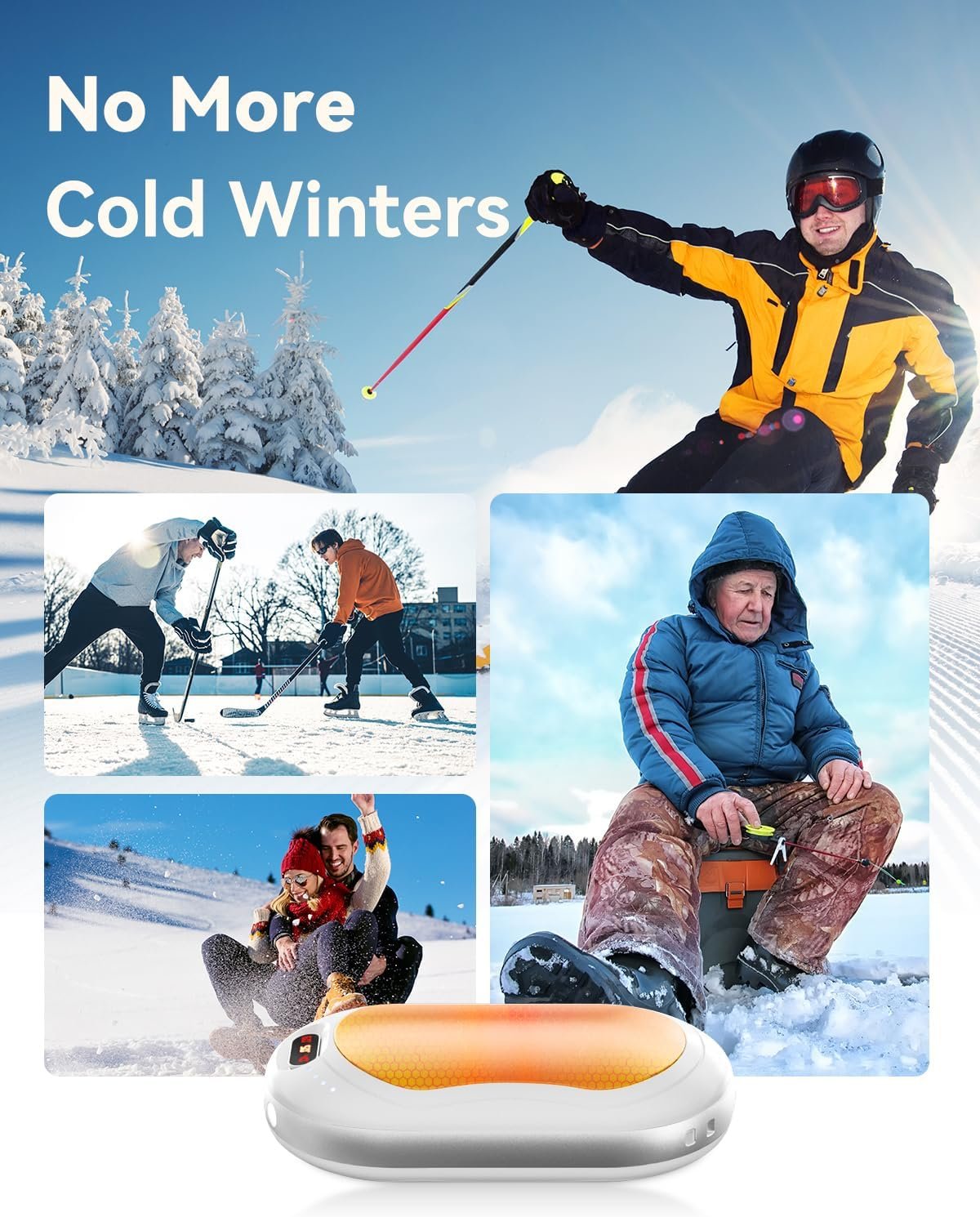 HEY BANK Hand Warmers Rechargeable - 10000mAh Double-Side Electric Hand Warmer, Fast Heating Reuseable Handwarmer, 3-Settings Pocket Heater, Travel Essentials, Gifts for Women Men, Outdoor, Camping