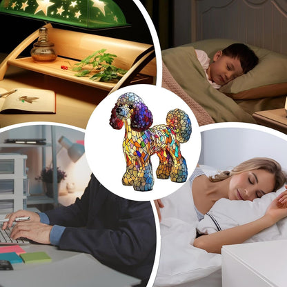 LED Table Lamps | Dogs Themed Bedside Night Resin Light - Rechargeable LED Ambience Lamp for Bedside Shelf Use in Bedroom Childrens Room
